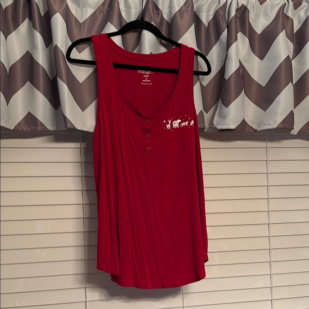 Red Sleeveless Sleep Top